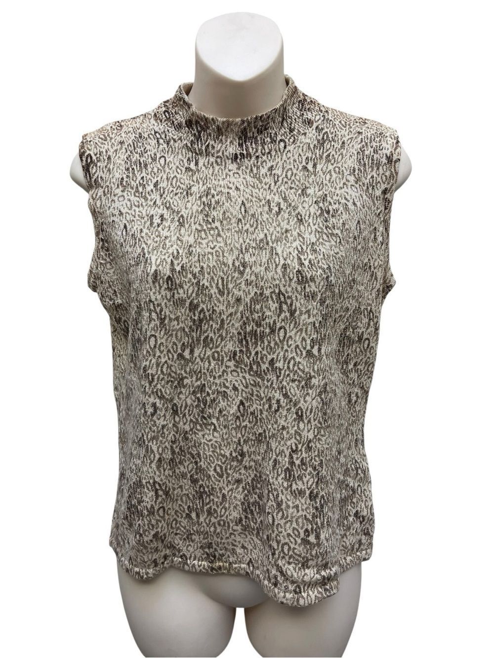 Vintage Hattie Lee Collection Animal Print Metallic Sweater Shell Tank Medium